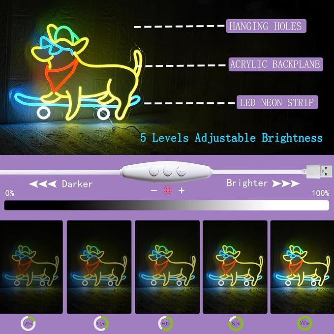 Dachshund Neon Sign Skateboard Dog Neon Sign - Image 4