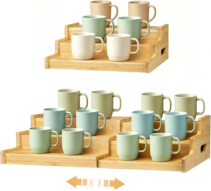 3-Tier Expandable Bamboo Mug Holder by FIMOFIDRE