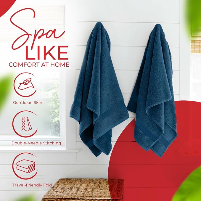 RIVERSIDE Medium Bath Towel Set of 4, 24x48 Inches – 100% Ring-Spun Cotton Bath - Image 5