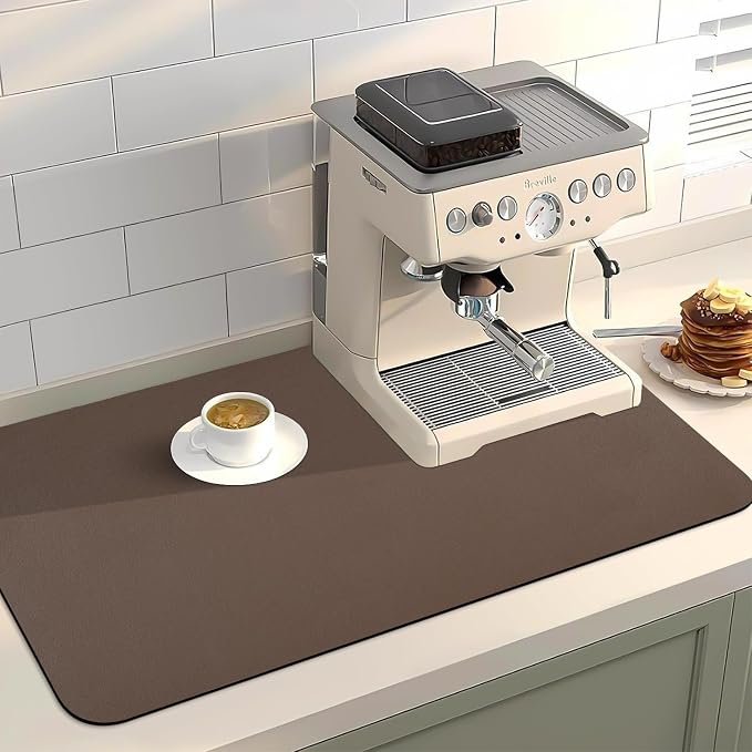 Coffee Mat for Countertop, 17“ x 31.5” Super Absorbent Coffee Bar Mat, Kitchen by Meetcolor