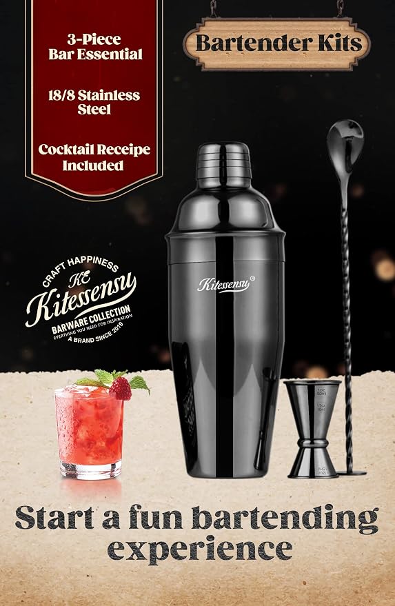 KITESSENSU Cocktail Shaker Set, Stainless Steel Martini Shaker Set - Image 2