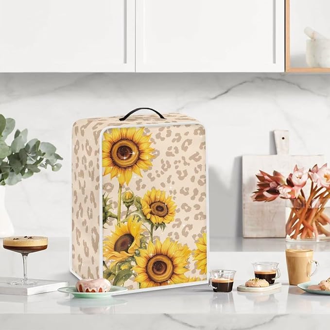 Leopard Sunflower Coffee Maker Covers, Anti Dust Covers - Image 4