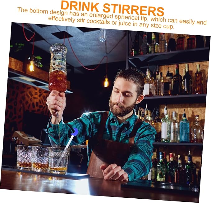 ABOOFAN 5pcs Reusable Cocktail Drink Stirrers Moon Pattern Sticks - Image 4