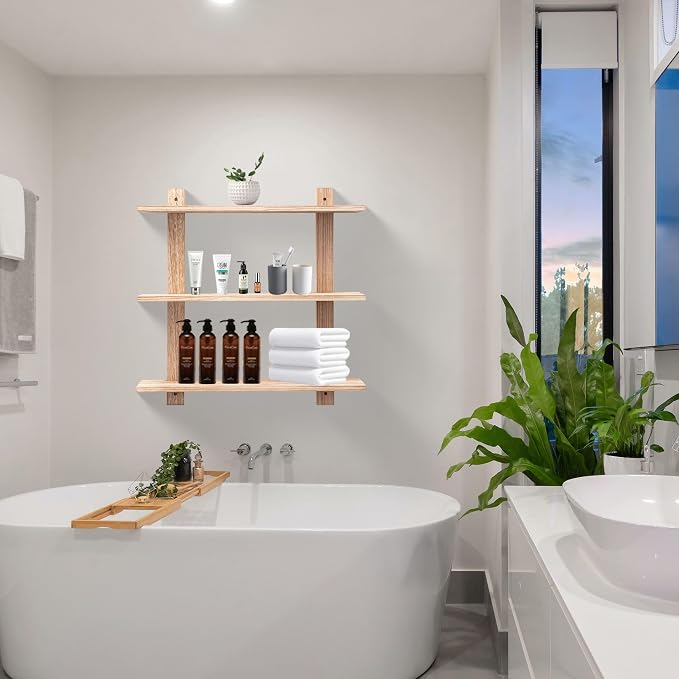 3 Tier Floating Shelves, Long Wall Shelf, Over The Toilet Shelves Bathroom - Image 6
