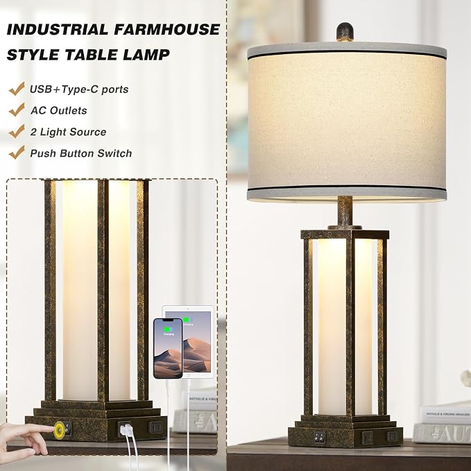 27" Tall Vintage Table Lamp Set of 2 - Image 4