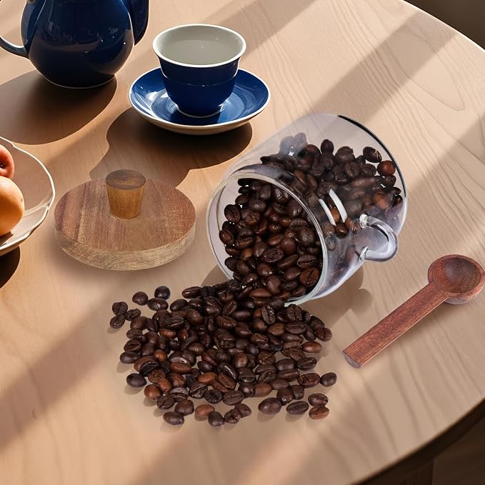 Glass Coffee Bean Storage Container, Wood Lid - Image 7