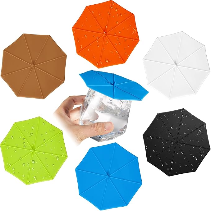 Patelai 6 Pcs Silicone Cup Covers 4.13 Inch Umbrella Coffee Cup Lid Reusable by Patelai