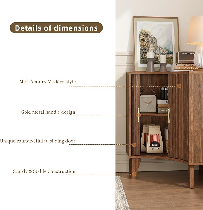 Fluted Corner Cabinet, Small Corner Floor Cabinet - Image 3