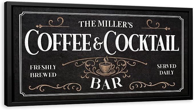 AWESOMETIK Personalized COFFEE COCKTAIL BAR Sign, Coffee Decor Set, by Awesometik