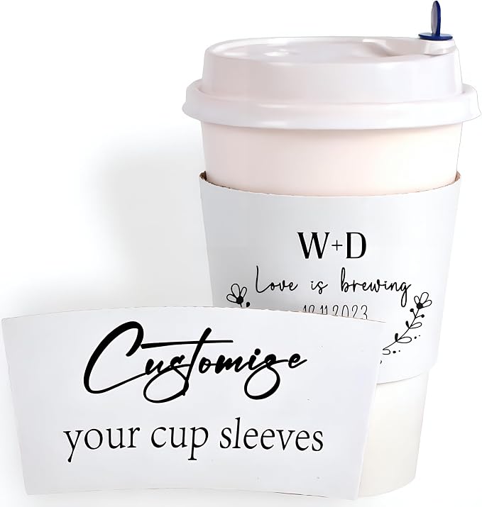 20-100PCS Custom White Paper Coffee Cup Sleeves, Disposable Cardboard Cup by illuzoon
