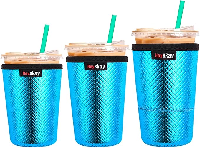 HEYSKAY Insulated Coffee Cup Sleeves Reusable Neoprene PU Leather Universal by HEYSKAY