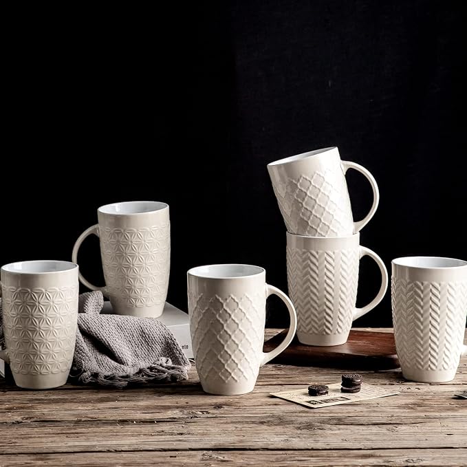 AmorArc Extra Large Coffee Mugs Set of 6, 20oz Ceramic Tall Coffee Mugs Set - Image 7