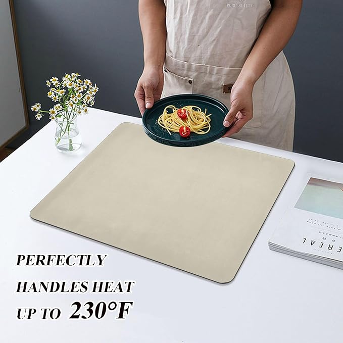 Beige Dish Drying Mat for Kitchen Counter No-slip Rubber Bottom Dish Drying Pad - Image 5