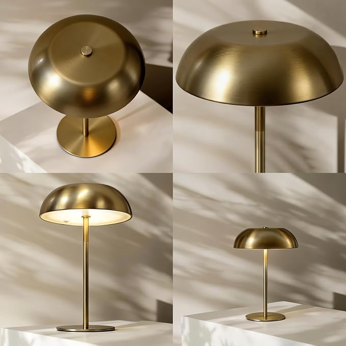 Portable LED Mushroom Table Lamp, Cordless Gold Table Lamp - Image 8