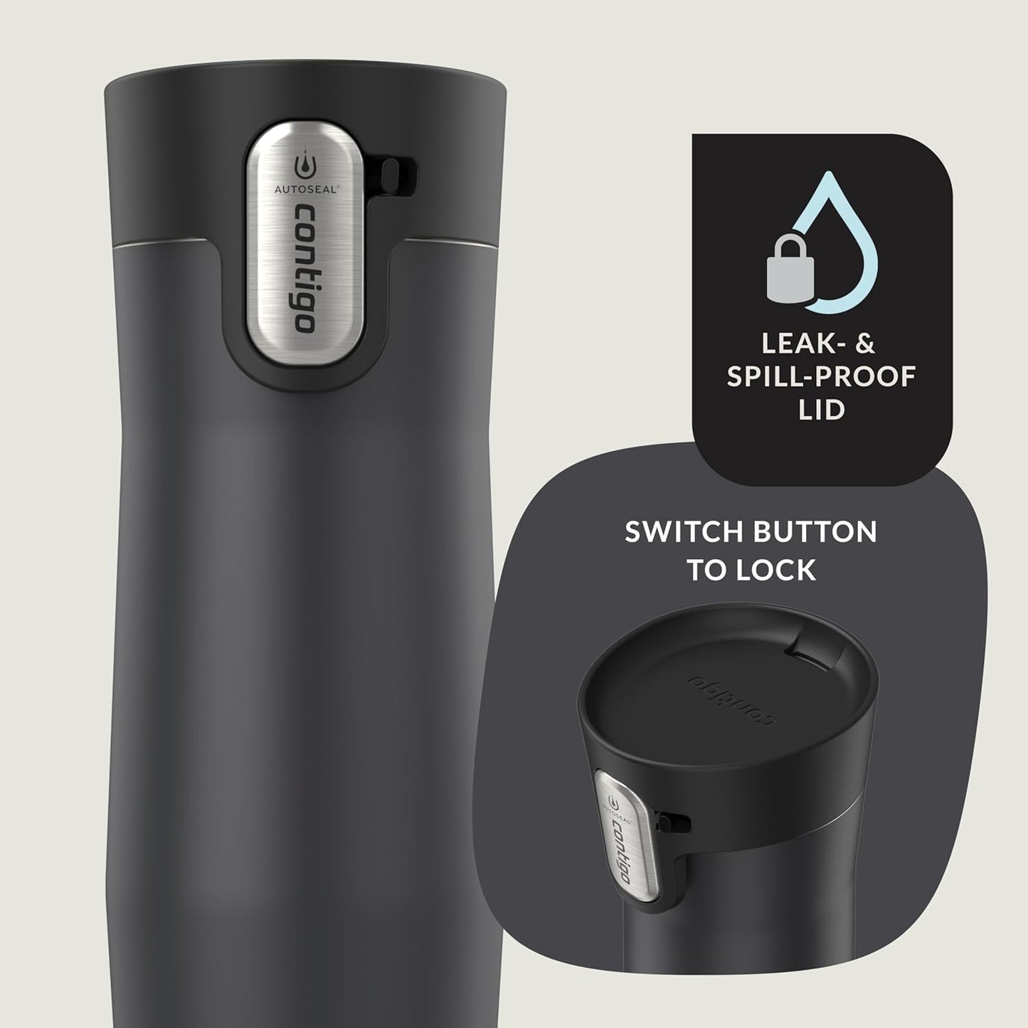 Contigo West Loop 3.0 Stainless Steel Insulated Travel Mug, Leak Proof with AutoSeal Lid, 16oz, Matte Black