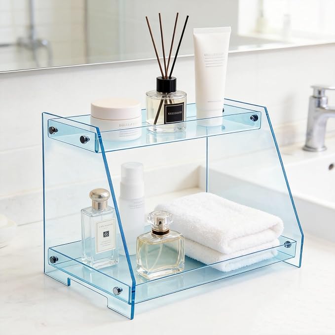ROYALITA 2 Tier Pink Heart Bathroom Countertop Organizer Display Shelf - Image 5
