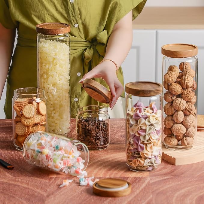 Glass Jar with Lid 3.54 Inch Wide, 34 OZ Airtight Food Storage Containers Glass - Image 5