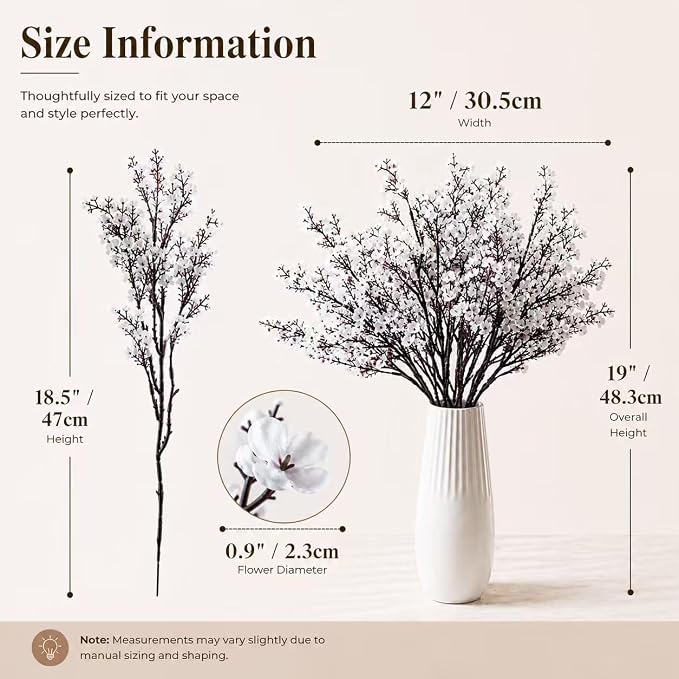 Mandy's 6 Bundles Artificial White Baby’s Breath Flowers | 18.5 Inch Silk - Image 3