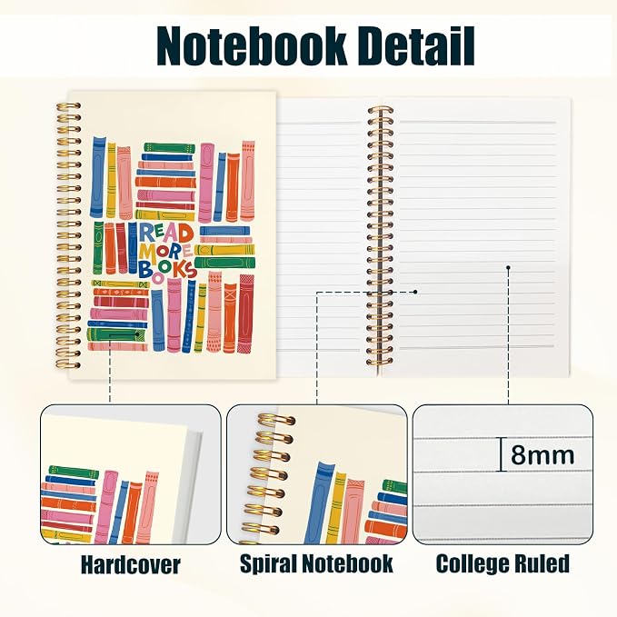 kunlisa Book Lovers Gifts Spiral Notebook Journal 5.5x8.3, Book Club Gifts - Image 2