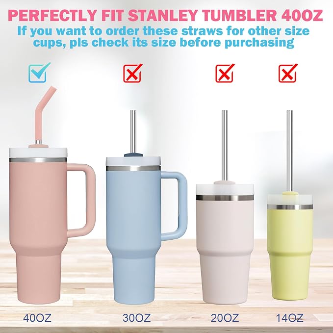 LUCKINEE 6pc Stainless Steel Straws Reusable - Image 3