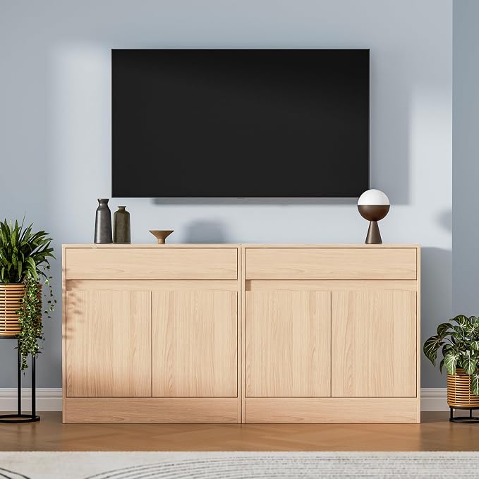 Housoul Buffet Cabinet with 2 Doors and Drawer, Coffee Bar Cabinet with - Image 5