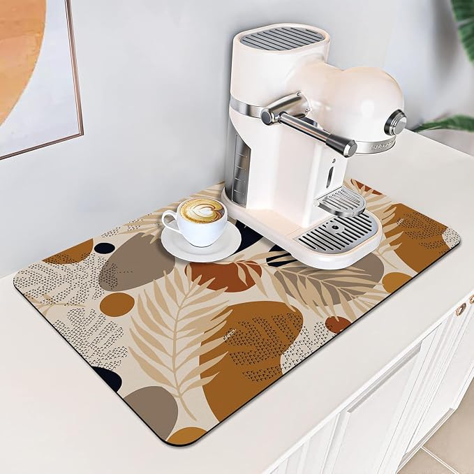 Boho Tropical Palm Leaf Geometric Bohemian Plant Coffee Mat Dish Drying Mats - Image 2