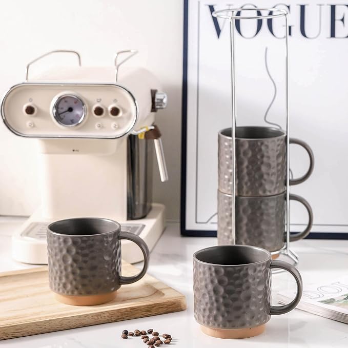 Nihow Ceramic Coffee Mug Set of 4, 16OZ Stackable Coffee Mug Set - Image 7