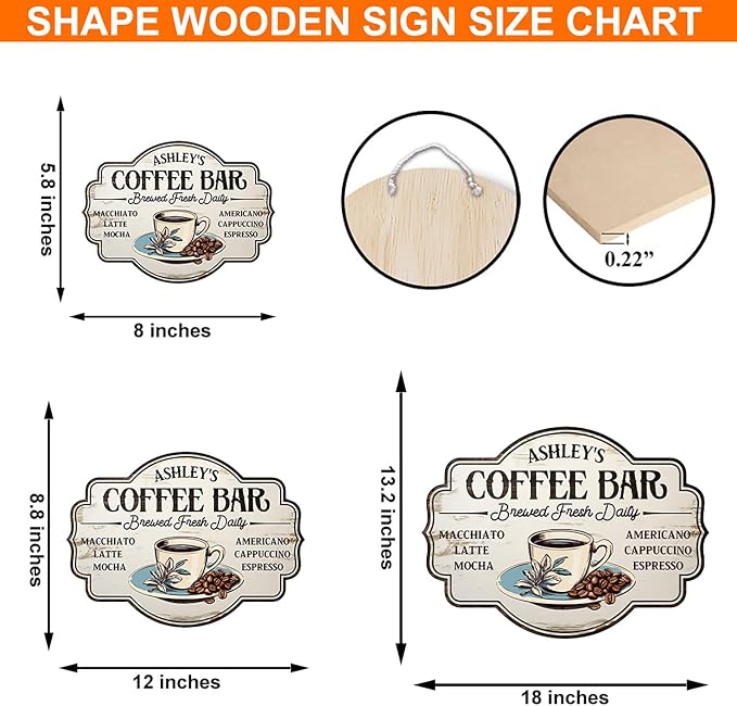 THUYPT Personalized Coffee Sign, Coffee Wooden Sign Plaque Wall Hanging Coffee - Image 2