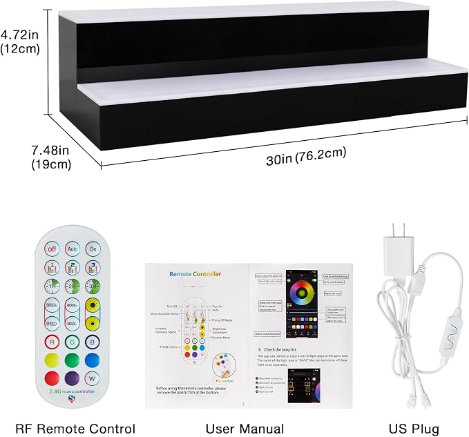 LED Lighted Liquor Bottle Display Shelf, 2 Tiers 30 Inch Bar Bottle Display - Image 2