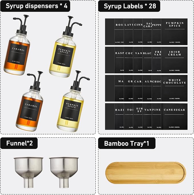 Coffee Syrup Dispenser for Coffee Bar, Coffee Syrup Pump Dispenser, Glass Syrup - Image 2