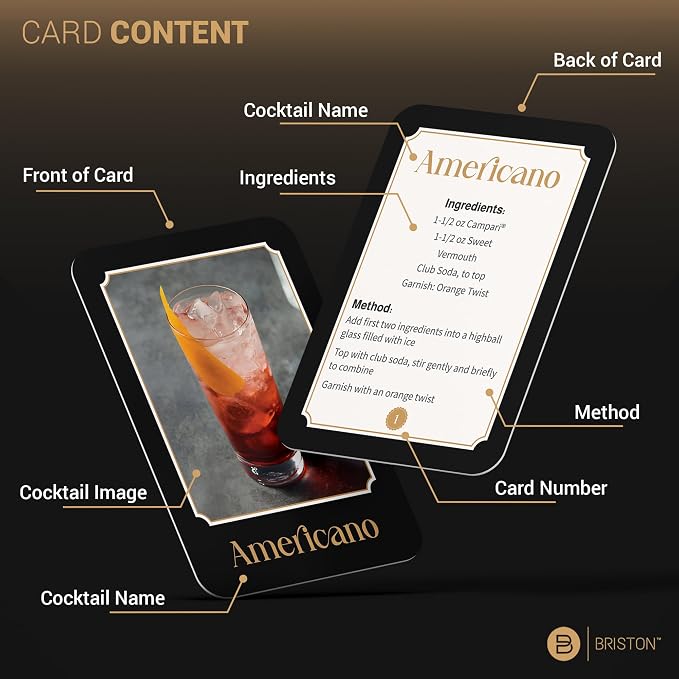 Cocktail Recipe Cards Set – 52 Bartender Drink Recipes - Image 2