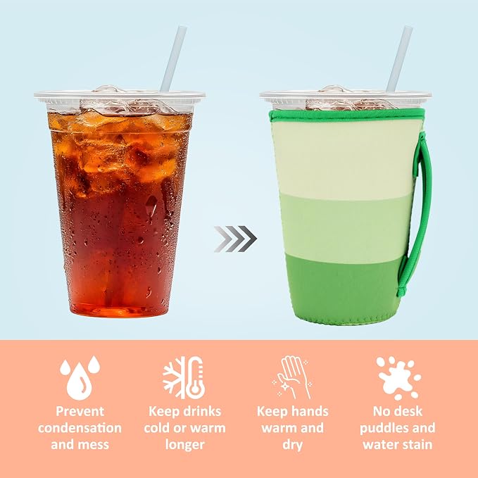 4 Pack Iced Coffee Sleeve, reusable Neoprene Cup Sleeves Suitable - Image 4