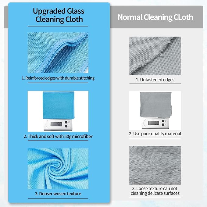 Microfiber Glass Cleaning Cloth, 12 Pack Window Glass Cleaning Rags, Reusable - Image 6