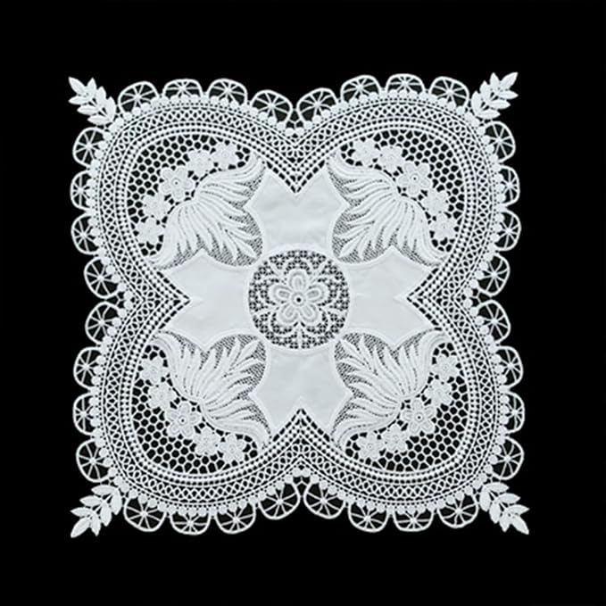 Small Square Lace Cover Cloth Macrame Lace Table Doilies Cutwork Embroidery by Wuluwala