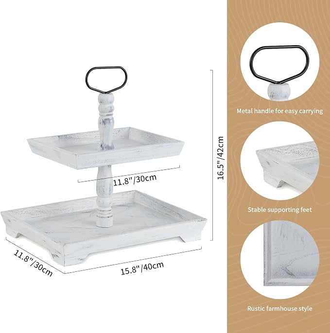 Hanobe 2 Tiered Decorative Tray Stand - Image 5