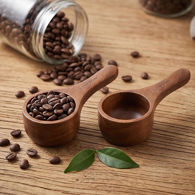2 Pcs Coffee Scoop for Ground Coffee Walnut Wood Small Coffees Spoons 40 ml - Image 6
