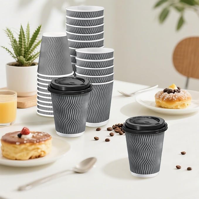 Clawsoff 100 Pack 10 oz Disposable Coffee Cups - Image 5