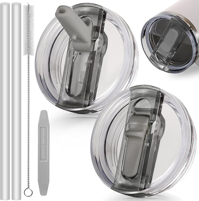 40oz Flip Straw Leak Proof Lid for Stanley Cup Accessories, 2 Pack No Spill Lid by ANTAND