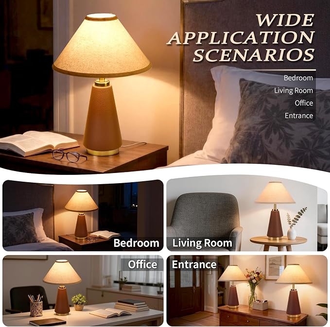18.11 Inch Brown Table Lamp, Farmhouse Table Lamps - Image 2