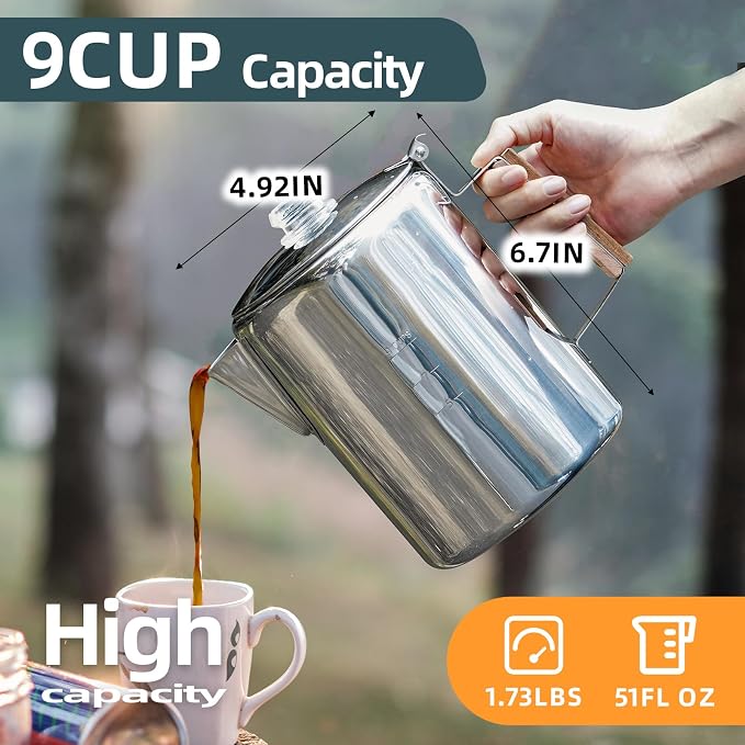 MEREZA Camping Coffee Pot Stovetop Coffee Maker Percolator Campfire Coffee Pot - Image 6