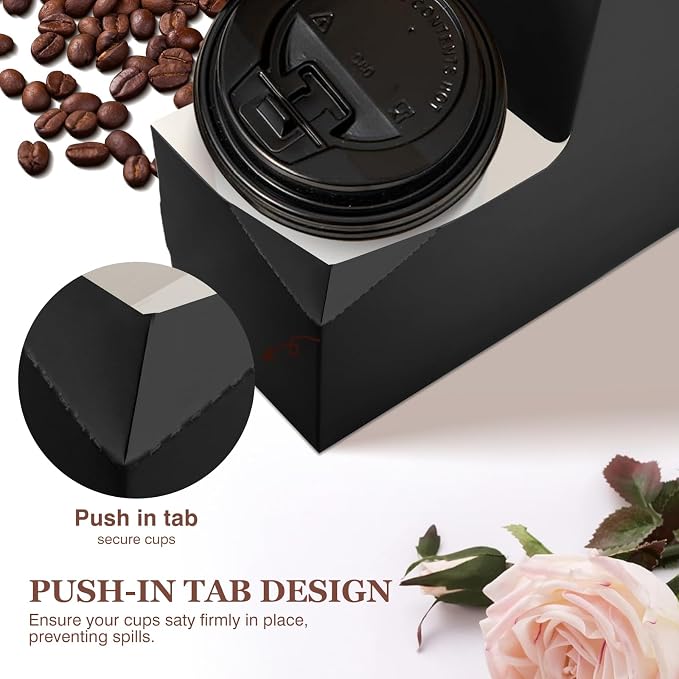 20 Pack Drink Carrier with Handle 2 Cup Disposable Cup Holder Rectangle Floral - Image 6