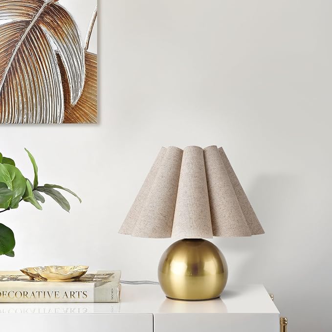 Gold Small Bedside Table Lamp for Bedroom, Brass Gold Bedroom Lamps for - Image 6