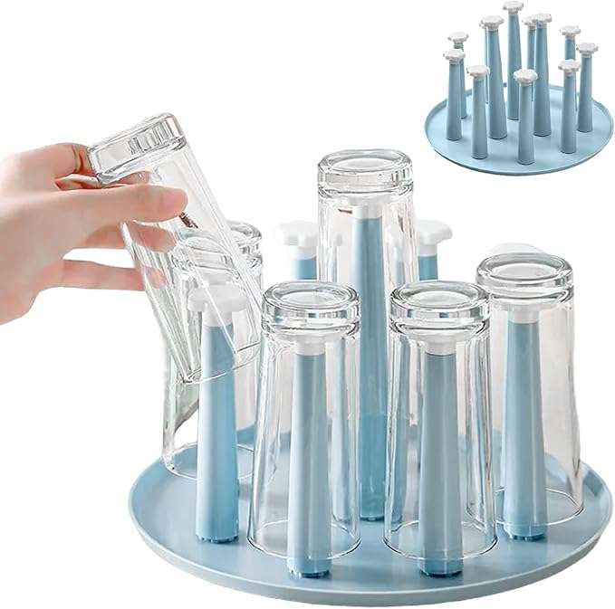 Cup Drying Rack, 9 Cups Safe Plastic Dustproof Creative Coffee Mug Tea Cup - Image 2