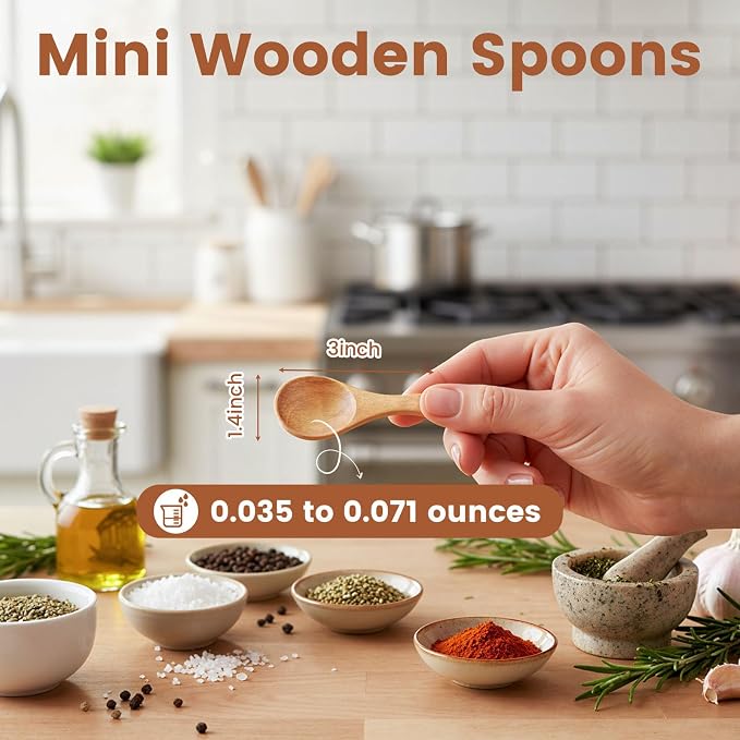 HANSGO 10PCS Small Wooden Spoons, 3 Inch Small Spoons - Image 2