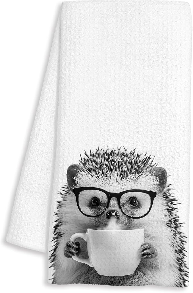 Funny Hedgehog Decor Coffee Kitchen Towels Gift, Hedgehog Gifts by Unknown