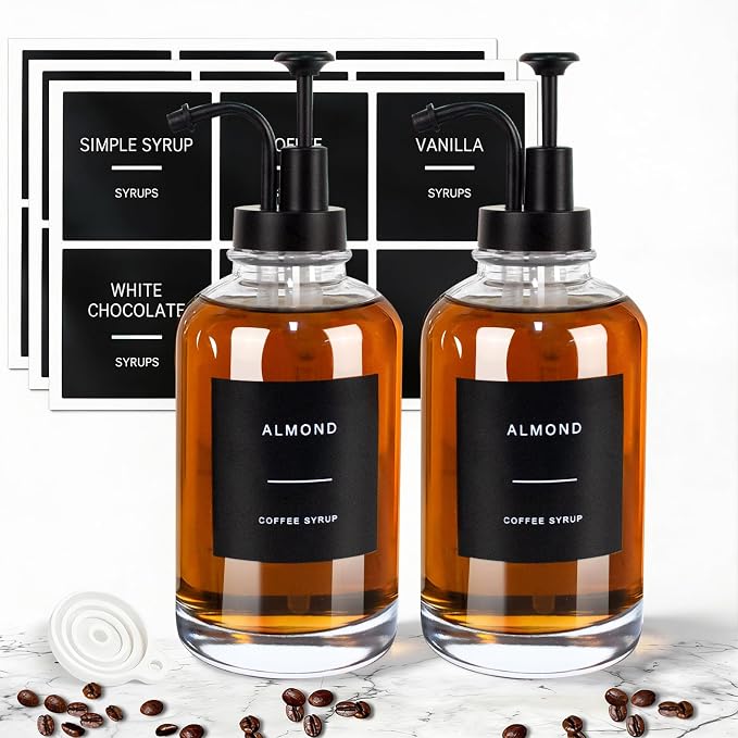 Coffee Syrup Dispenser for Coffee Bar, 16.9 oz 500ml Syrup Pump Dispenser by GYOSUGANG