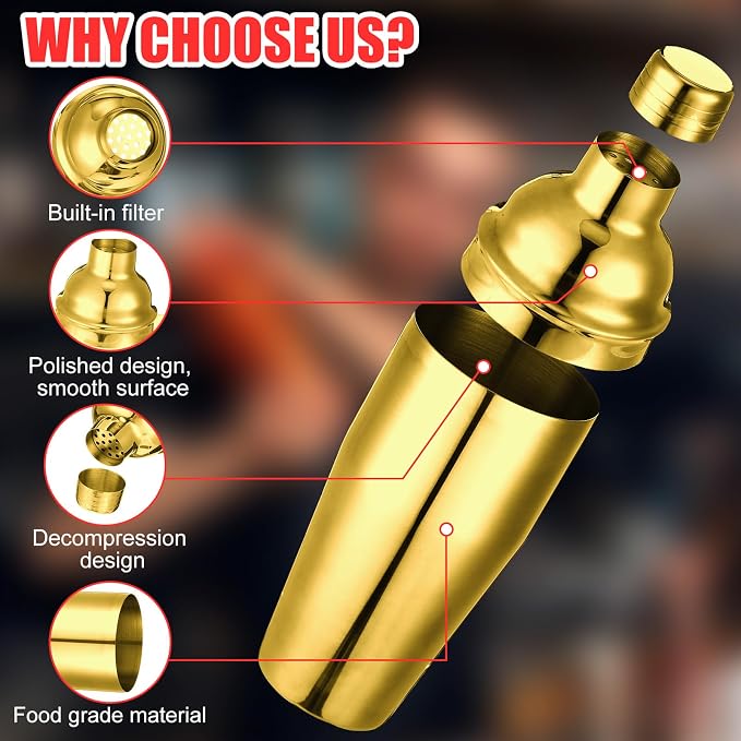 Nitial 6 Pcs Bar Cocktail Shaker Professional Stainless Steel Martini Drink - Image 3