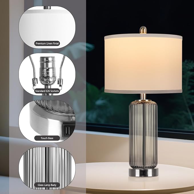 Table Lamps Set of 2 with Touch Control, 3-Way Dimmable Nightstand Lamp with - Image 5