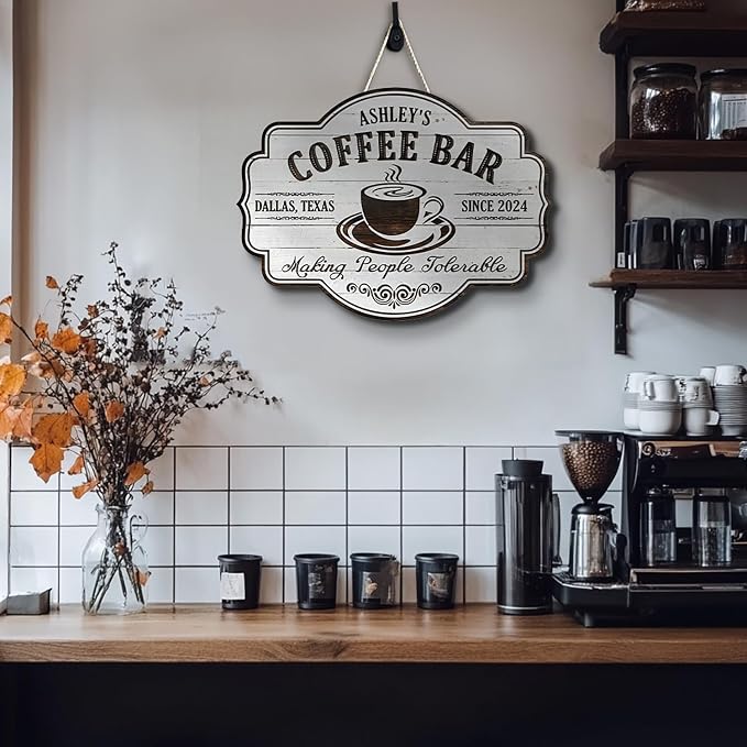 THUYPT Personalized Coffee Sign, Coffee Wooden Sign Plaque Wall Hanging Coffee - Image 4