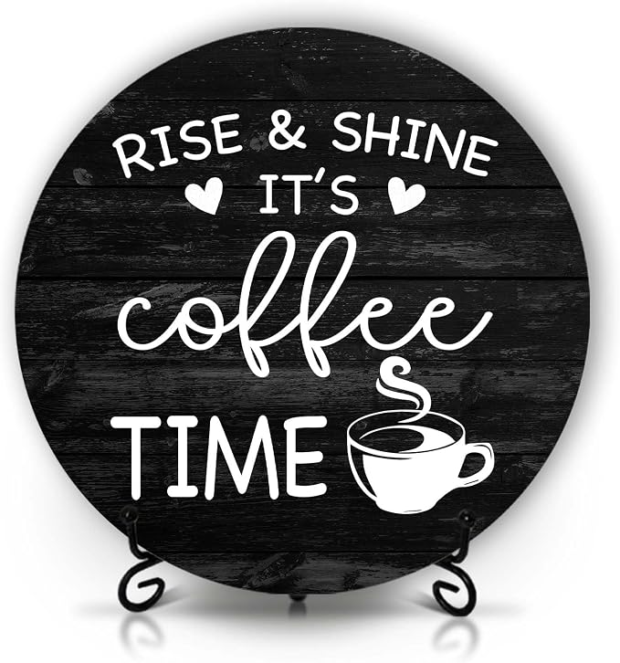Farmhouse Coffee Bar Decor, Rustic Wooden Plaques by Unknown